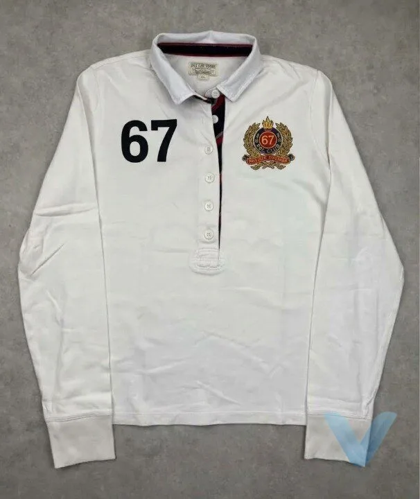 CORTIS James 1990s Ralph Lauren White Buttoned 67 Crest Longsleeve Polo shirt