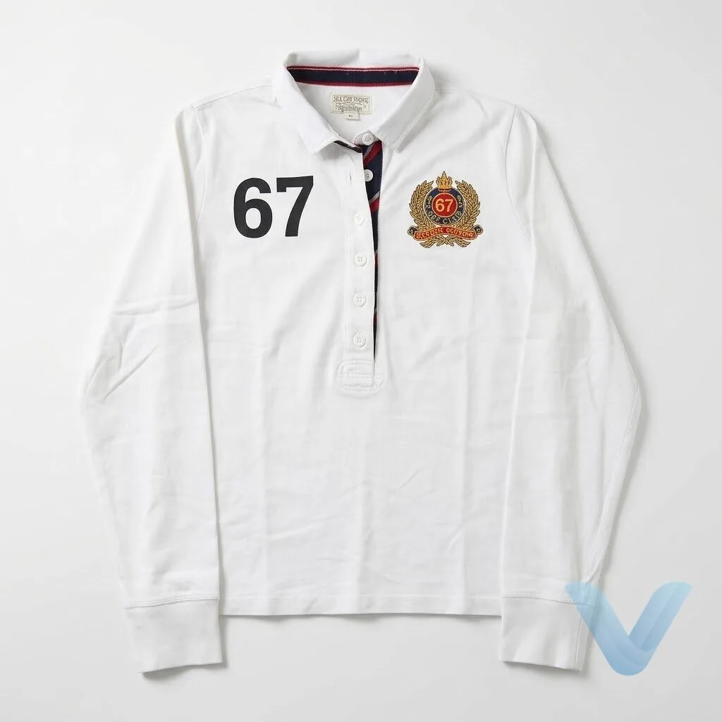 CORTIS James 1990s Ralph Lauren White Buttoned 67 Crest Longsleeve Polo shirt 11 CORTIS James 1990s Ralph Lauren White Buttoned 67 Crest Longsleeve Polo shirt replica