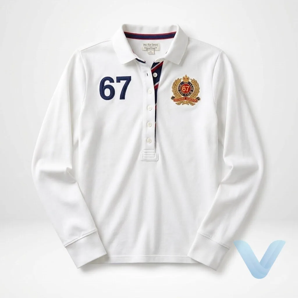 CORTIS James 1990s Ralph Lauren White Buttoned 67 Crest Longsleeve Polo shirt 13 CORTIS James 1990s Ralph Lauren White Buttoned 67 Crest Longsleeve Polo shirt replica