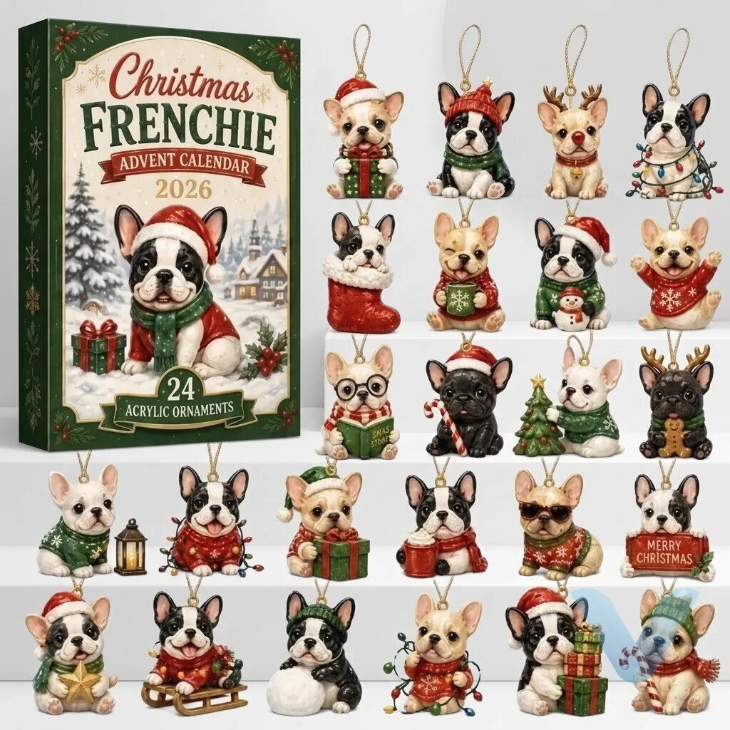 Christmas Frenchie Advent Calendar 2026 Acrylic Charms French Bulldog Gift