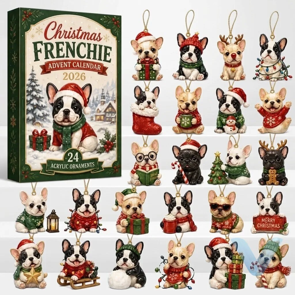 Christmas Frenchie Advent Calendar 2026 Acrylic Charms French Bulldog Gift