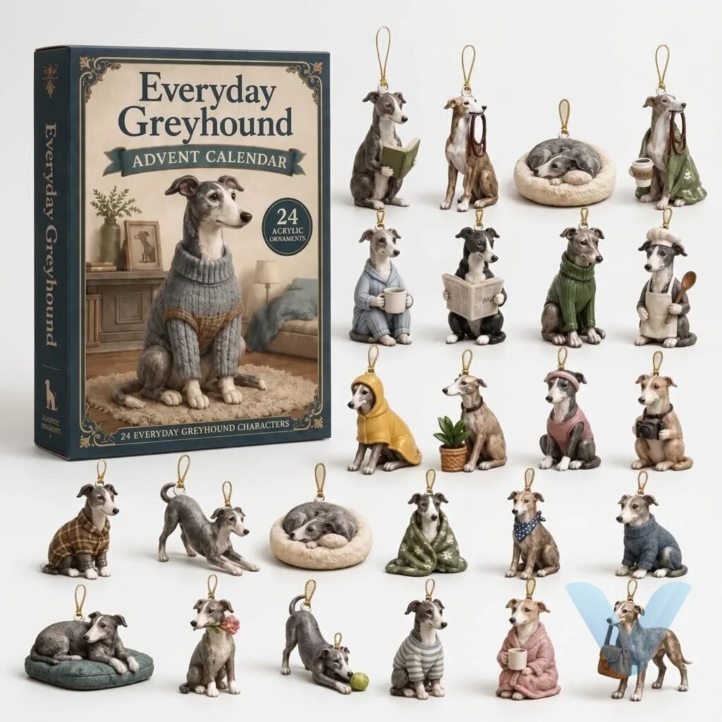 Greyhound Advent Calendar 2026 Acrylic Dog Charms Sighthound Lover Gift 24 Day