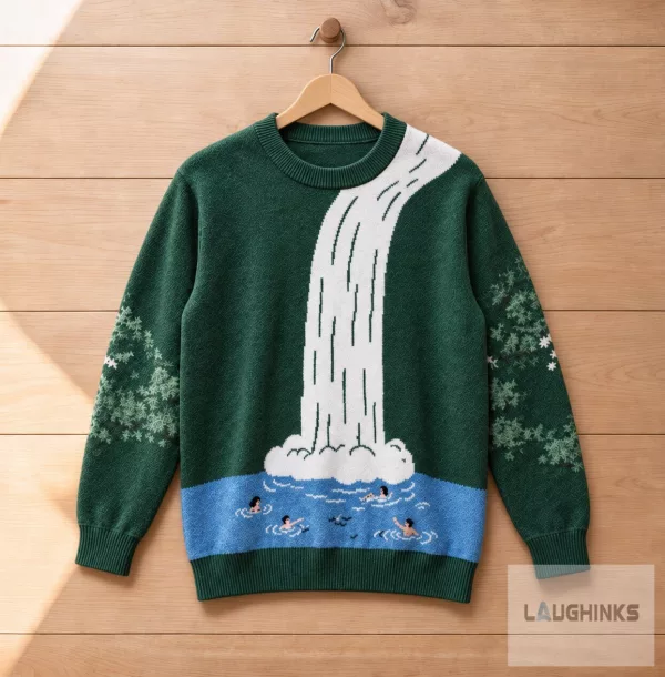 Ugly Christmas Sweater Waterfall Nature National Park Apparel