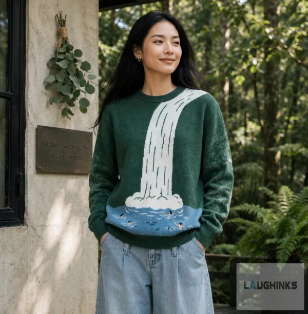 Ugly Christmas Sweater Waterfall Nature National Park Apparel