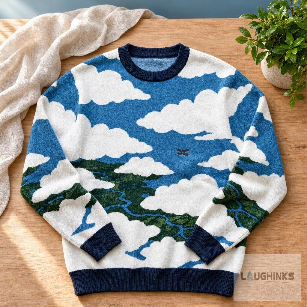 Ugly Christmas Sweater Sky Cloud Airplane Graphic Apparel 4 Ugly Christmas Sweater Sky Cloud Airplane Graphic Apparel
