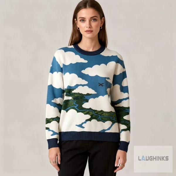 Ugly Christmas Sweater Sky Cloud Airplane Graphic Apparel 2 Ugly Christmas Sweater Sky Cloud Airplane Graphic Apparel