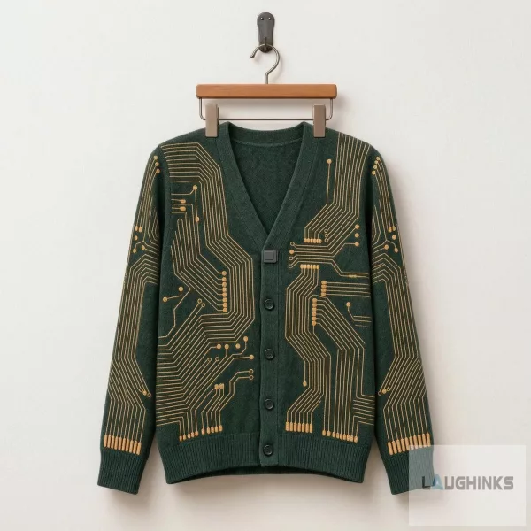 Computer Circuit Board Graphic Cardigan Sweater Tech Geek Apparel