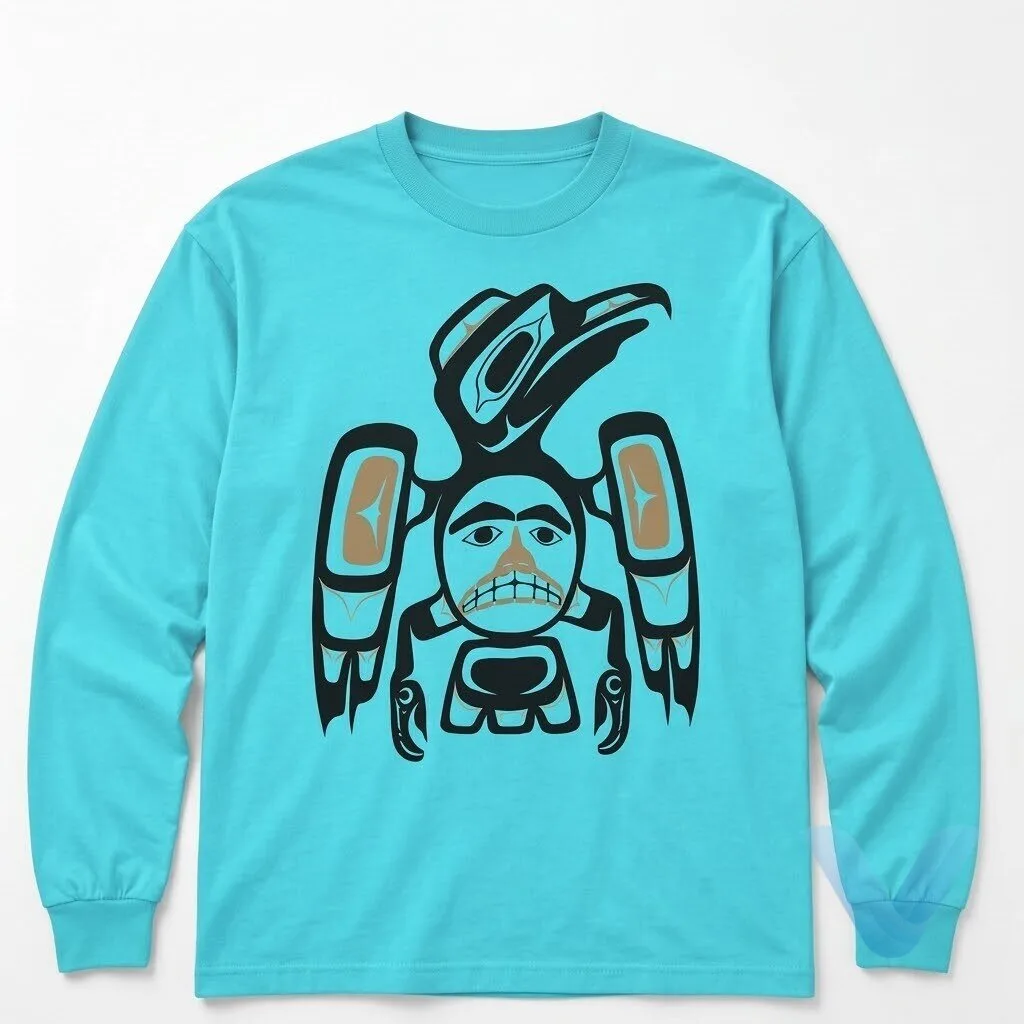 Jennifer Lawrence Haida Tlingit Native Raven Totem Long Sleeve T Shirt
