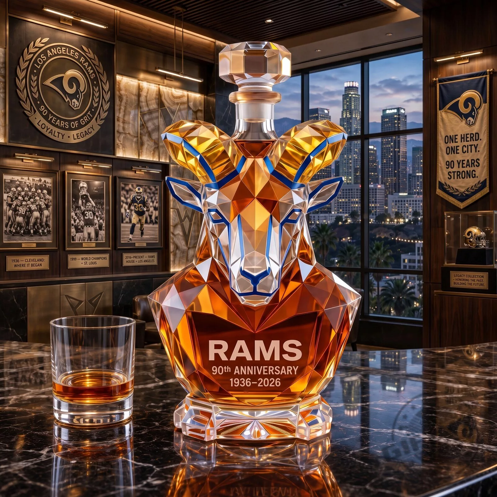 Rams Head 90th Anniversary Decanter Bottle