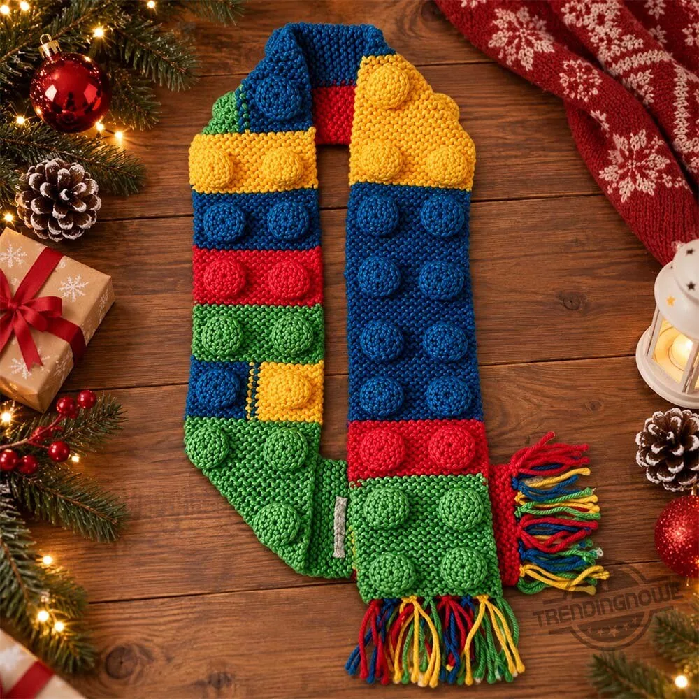 Handmade Colorful Lego Building Block Knitted Winter Scarf 6 Handmade Colorful Lego Building Block Knitted Winter Scarf