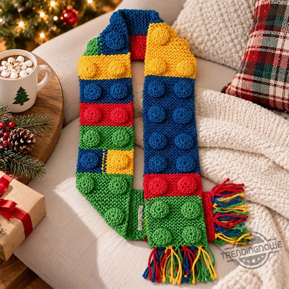 Handmade Colorful Lego Building Block Knitted Winter Scarf 7 Handmade Colorful Lego Building Block Knitted Winter Scarf