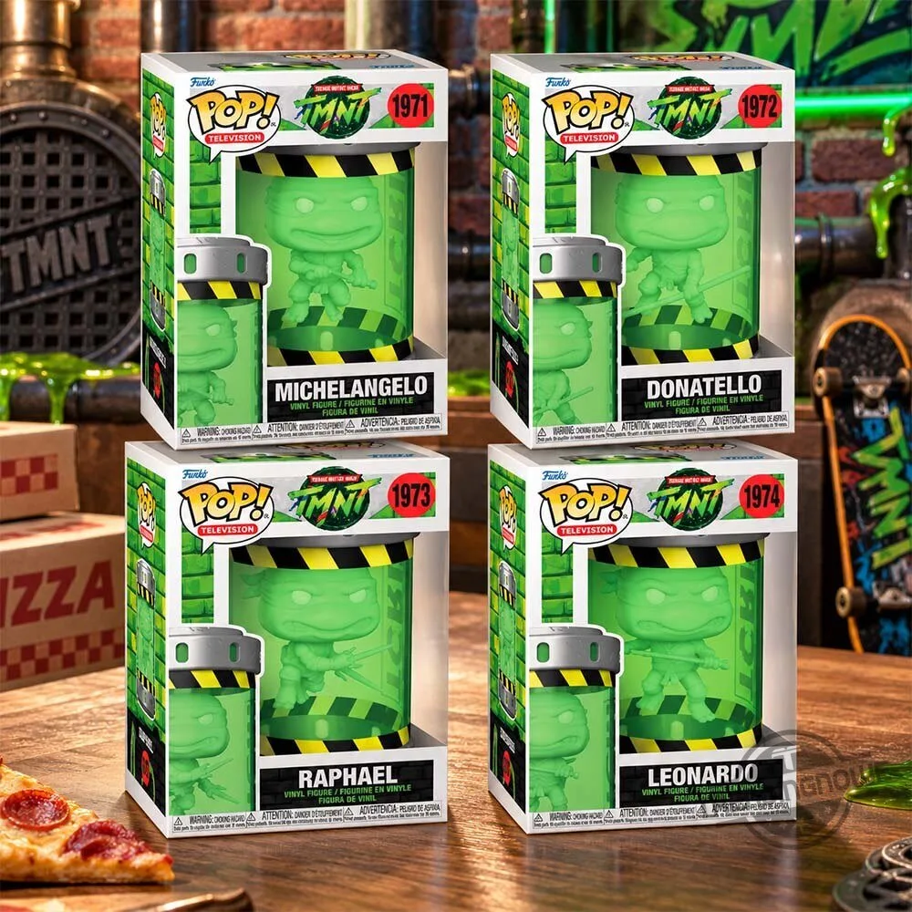TMNT Mutagen Canister Michelangelo Donatello Raphael And Leonardo Funko Pop Figure