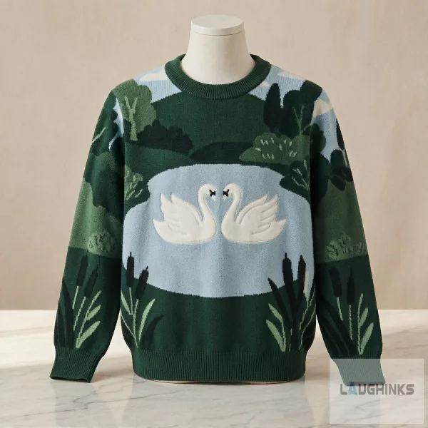 Swan Lake Ugly Christmas Sweater Landscape Nature Graphic Pullover Apparel