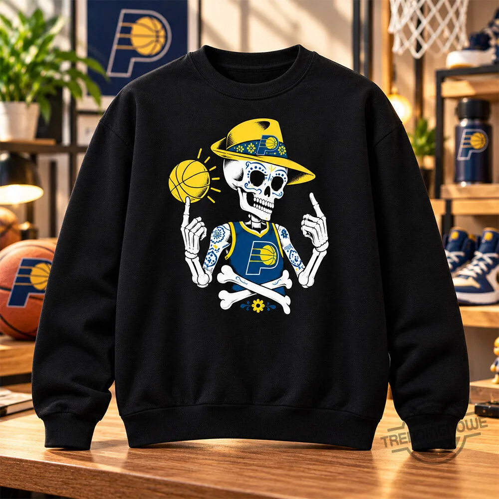 Indiana Pacers Mexico City CDMX Game 2026 Sugar Skull Skeleton Hoodie Shirt 8 Indiana Pacers Mexico City CDMX Game 2026 Sugar Skull Skeleton Hoodie Shirt