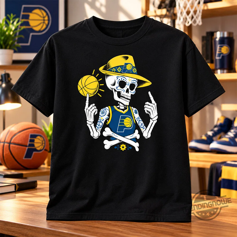 Indiana Pacers Mexico City CDMX Game 2026 Sugar Skull Skeleton Hoodie Shirt 9 Indiana Pacers Mexico City CDMX Game 2026 Sugar Skull Skeleton Hoodie Shirt