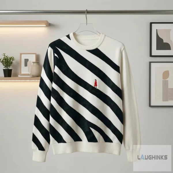 Red Coat Walking Zebra Stripe Ugly Christmas Sweater