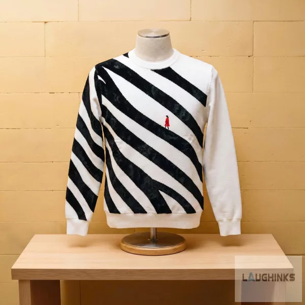 Red Coat Walking Zebra Stripe Ugly Christmas Sweater