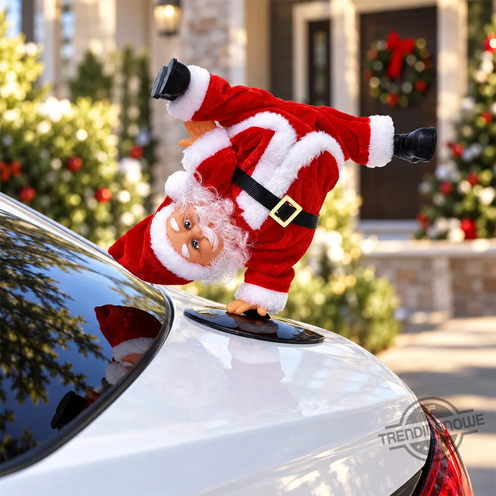 "Top 5 Unique Holiday Gifts: From Breakdance Santa to Rock Hoodies" 2 Upside Down Spinning Rotating Breakdance Santa Claus Trunk Decoration For Car