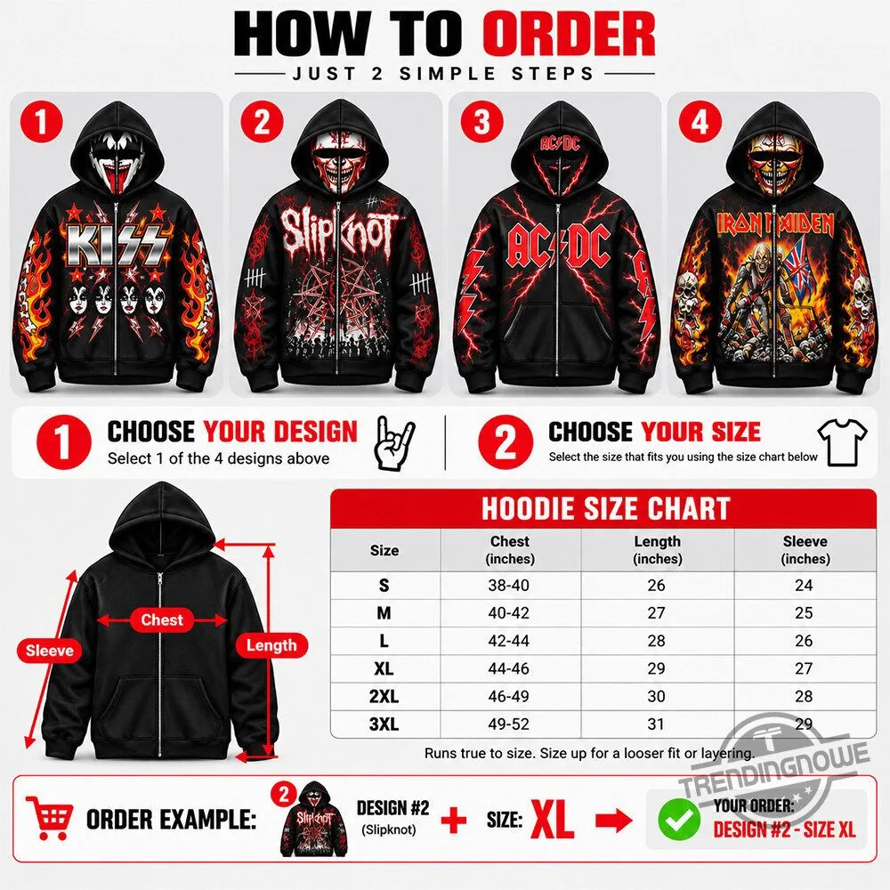 "Top 5 Unique Holiday Gifts: From Breakdance Santa to Rock Hoodies" 6 RiffHoods Heavy Metal Band KISS Slipknot AC DC Iron Maiden Full Zip Up Mask Hoodie