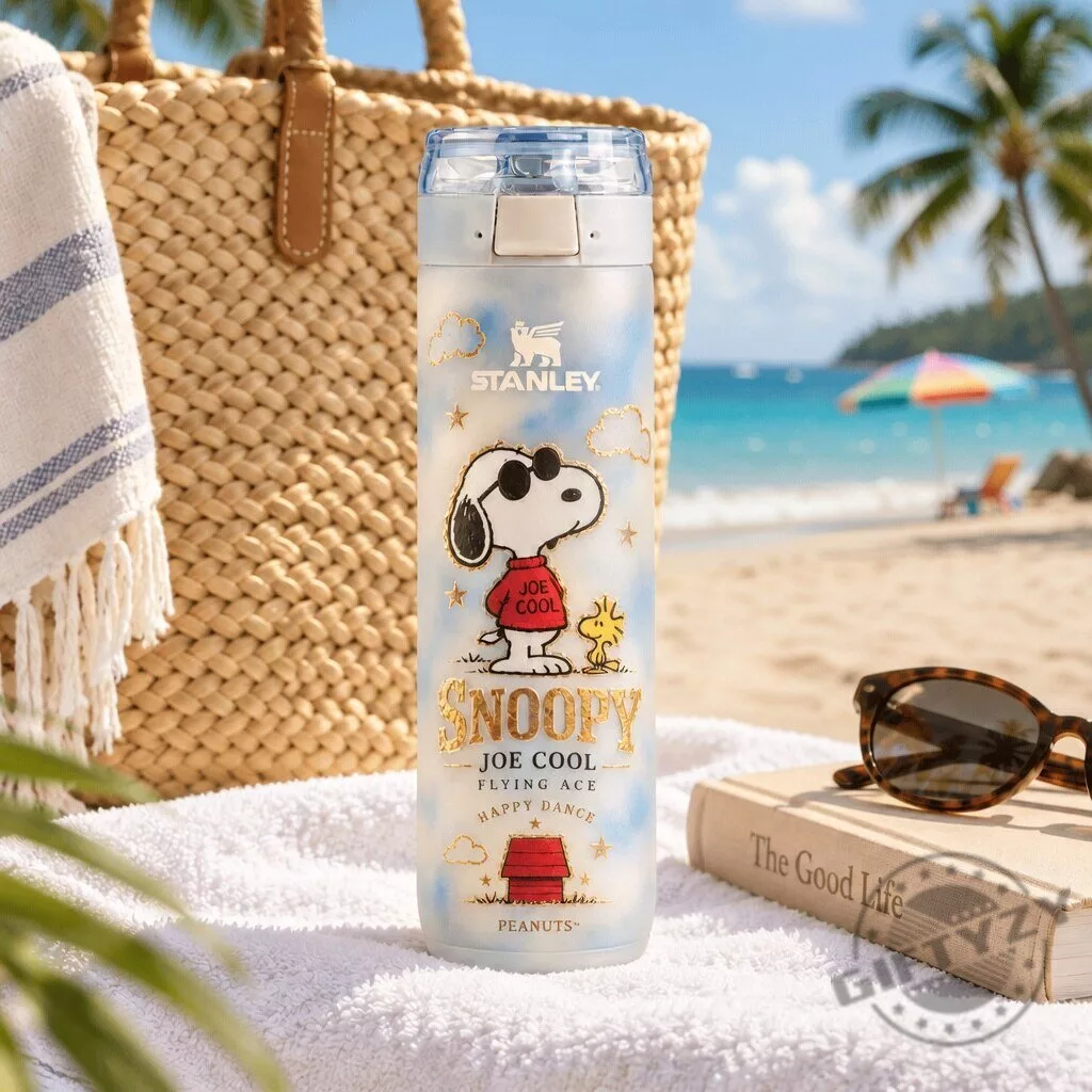 Snoopy Joe Cool Flying Ace Cartoon Flip-Top Water Bottle 3 Snoopy Joe Cool Flying Ace Cartoon Flip-Top Water Bottle product image showing design and details