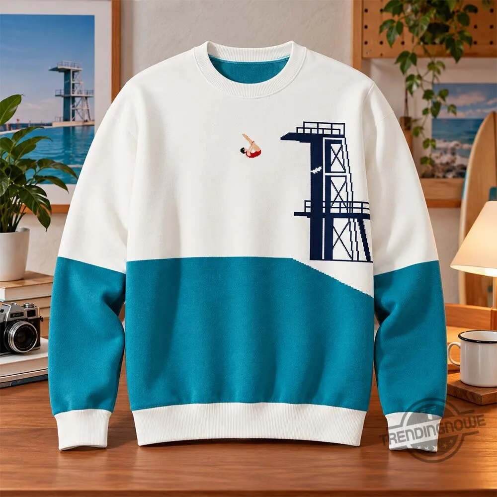 High Diving Board Graphic Colorblock Ugly Sweatshirt Shirt 9 High Diving Board Graphic Colorblock Ugly Sweatshirt Shirt