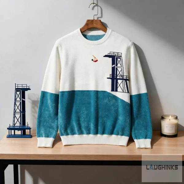 High Diving Board Ugly Christmas Sweater Swimmer Holiday Festive Party Crewneck Knit Apparel