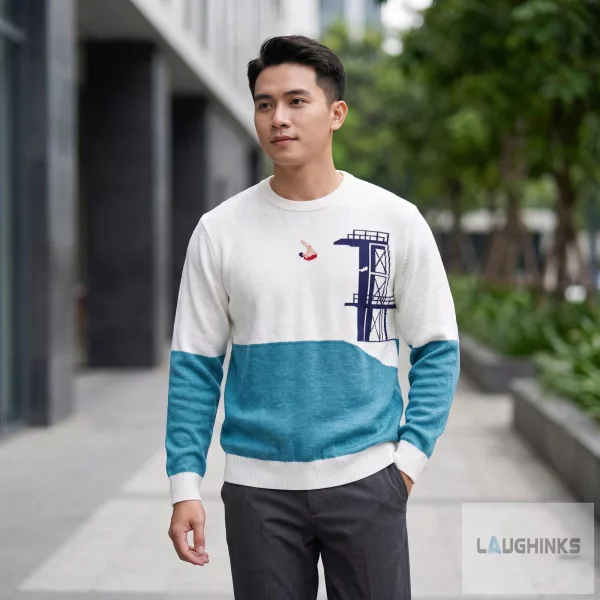 High Diving Board Ugly Christmas Sweater Swimmer Holiday Festive Party Crewneck Knit Apparel