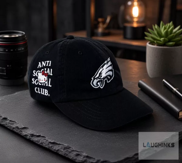 Philadelphia Eagles Anti Social Social Club Hello Kitty Baseball Cap Football Streetwear Adjustable Hat