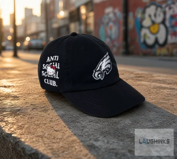 Philadelphia Eagles Anti Social Social Club Hello Kitty Baseball Cap Football Streetwear Adjustable Hat