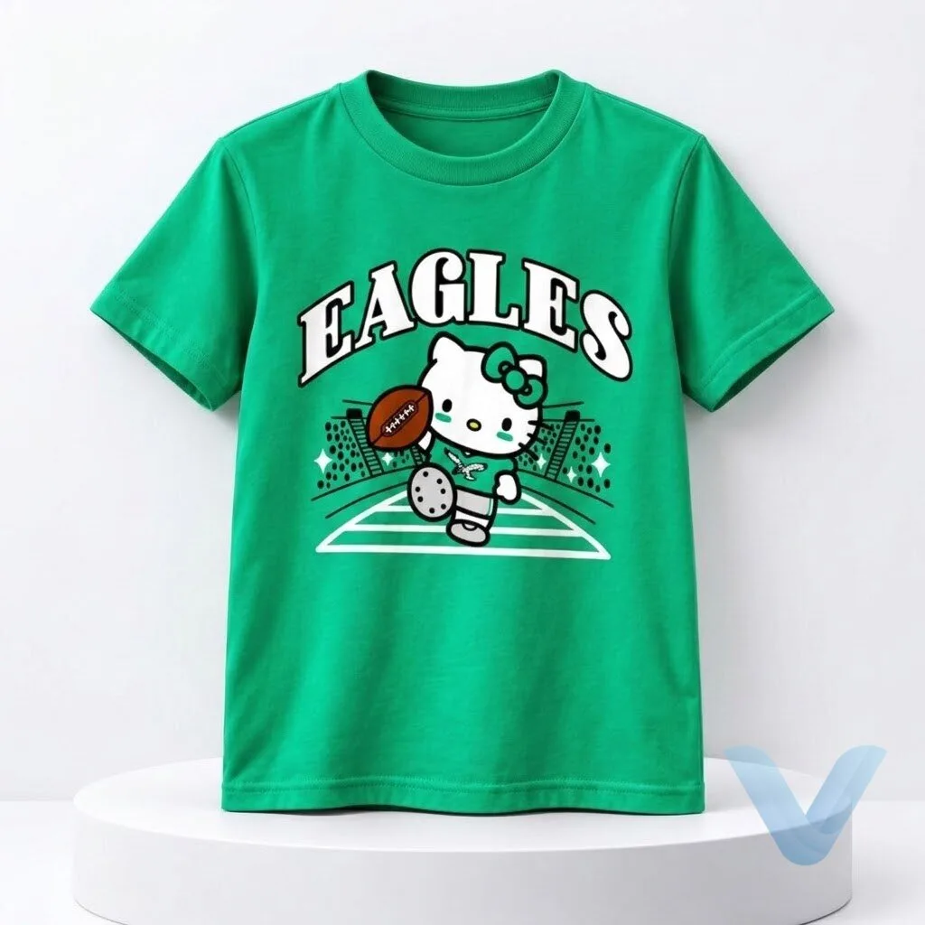 2026 Philadelphia Eagles Hello Kitty Green Shirt gift shirts hoodie sweatshirt 2026 Philadelphia Eagles Hello Kitty Green Shirt gift shirts hoodie sweatshirt – image 2 of 4