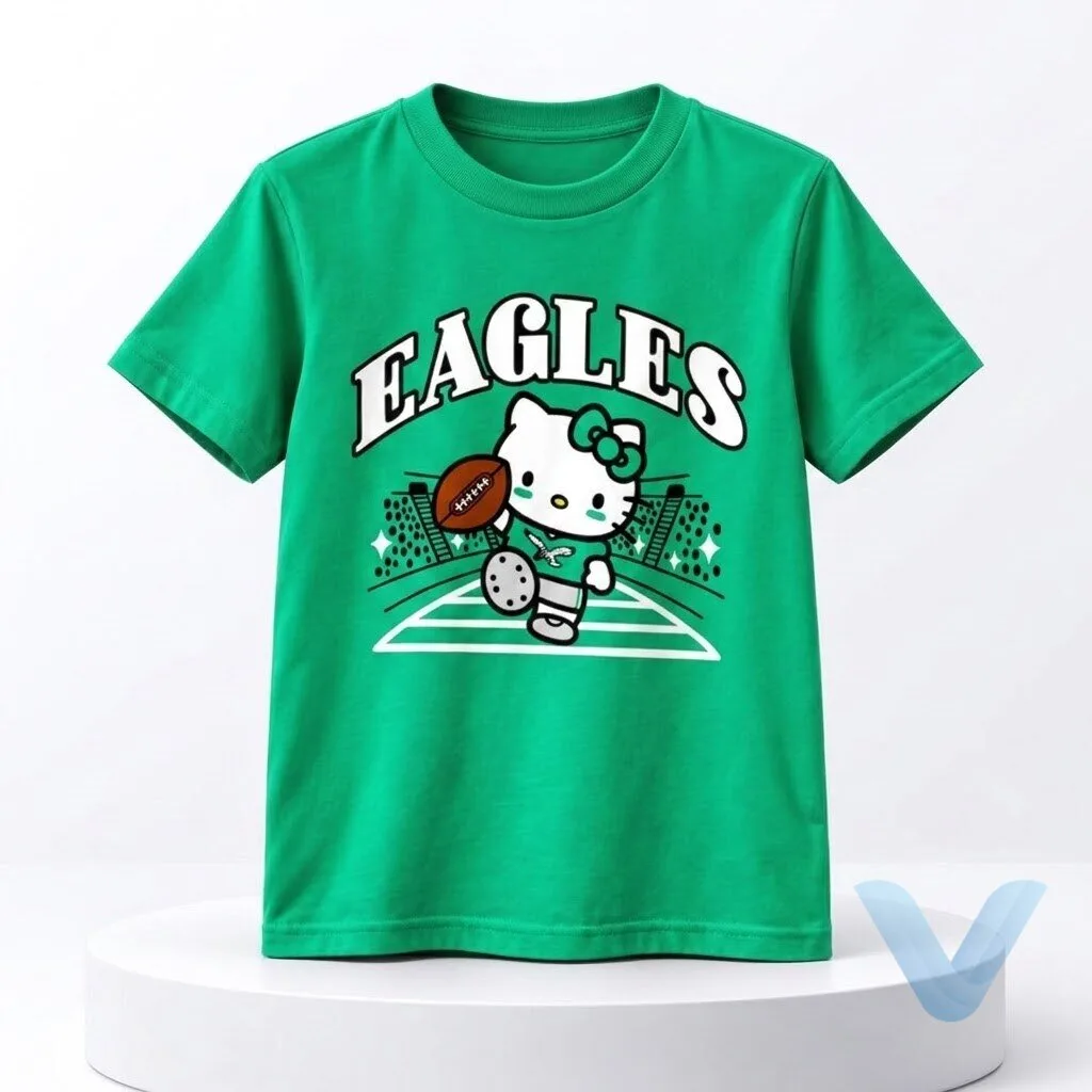 2026 Philadelphia Eagles Hello Kitty Green Shirt gift shirts hoodie sweatshirt 2026 Philadelphia Eagles Hello Kitty Green Shirt gift shirts hoodie sweatshirt – image 3 of 4