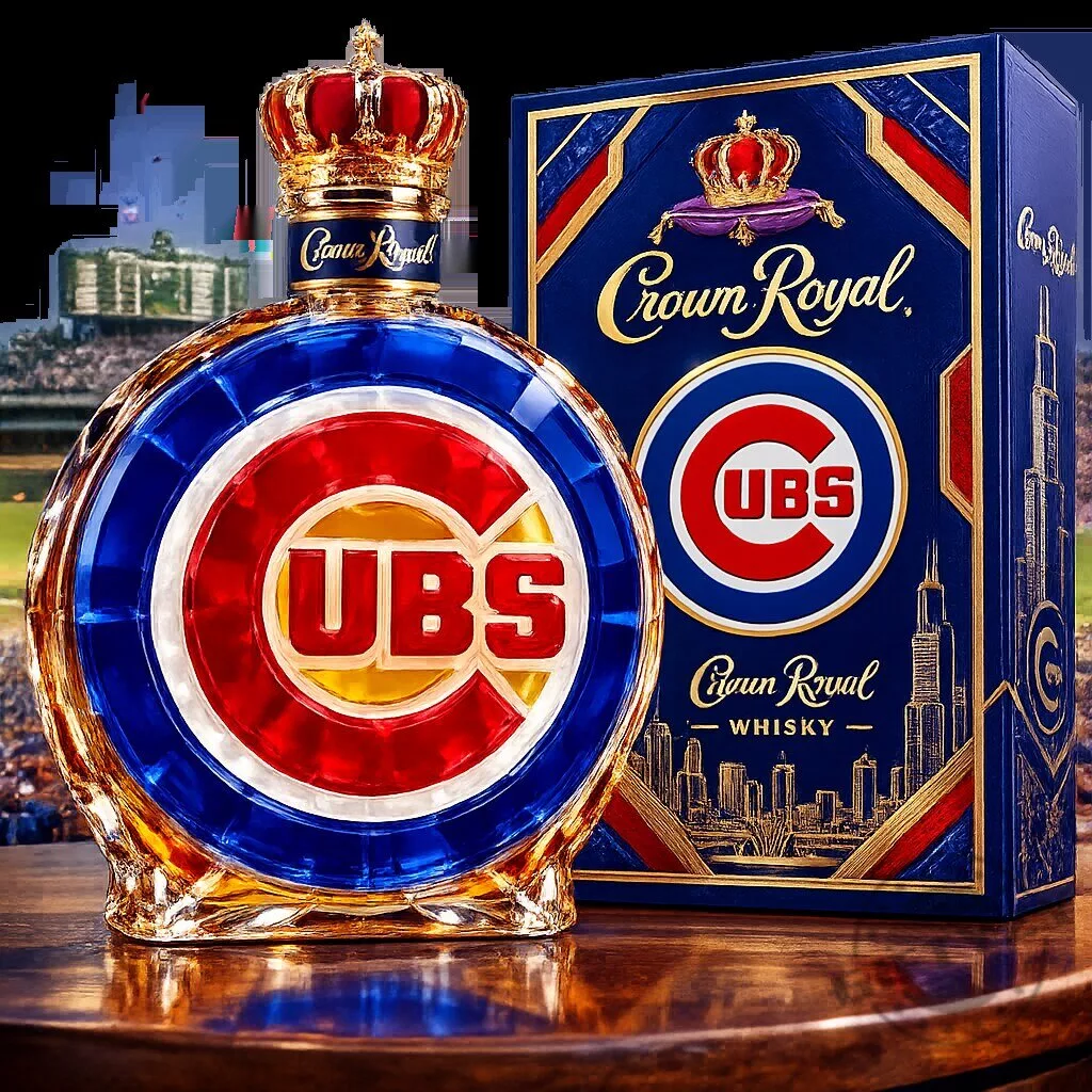 Crown Royal Chicago Cubs MLB Baseball Whiskey Bottle Decanter