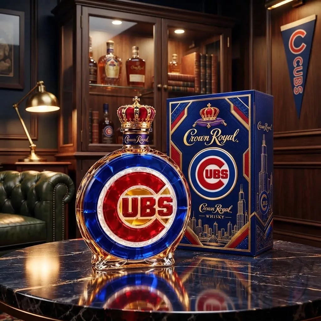 Crown Royal Chicago Cubs MLB Baseball Whiskey Bottle Decanter