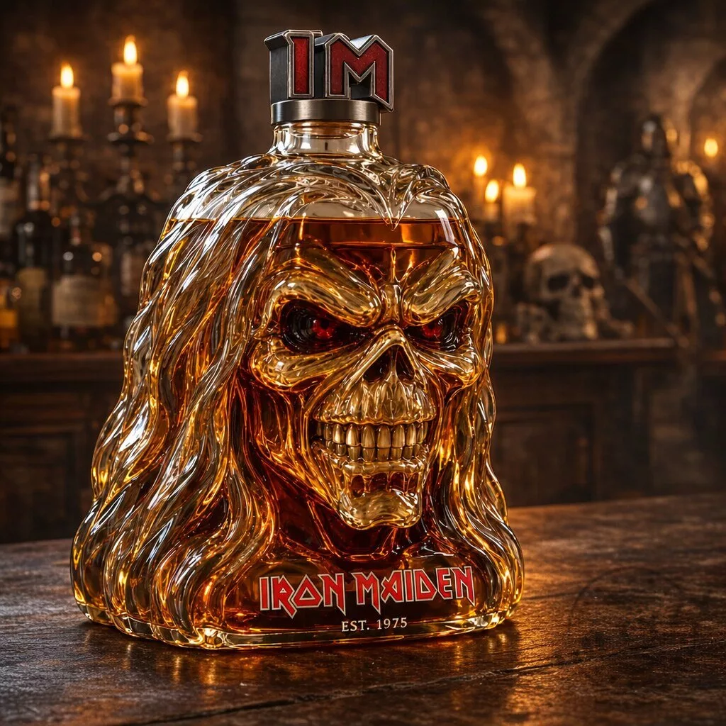 Iron Maiden Up the Irons Whiskey Bottle 2 Iron Maiden Up the Irons Whiskey Bottle product image showing design and details