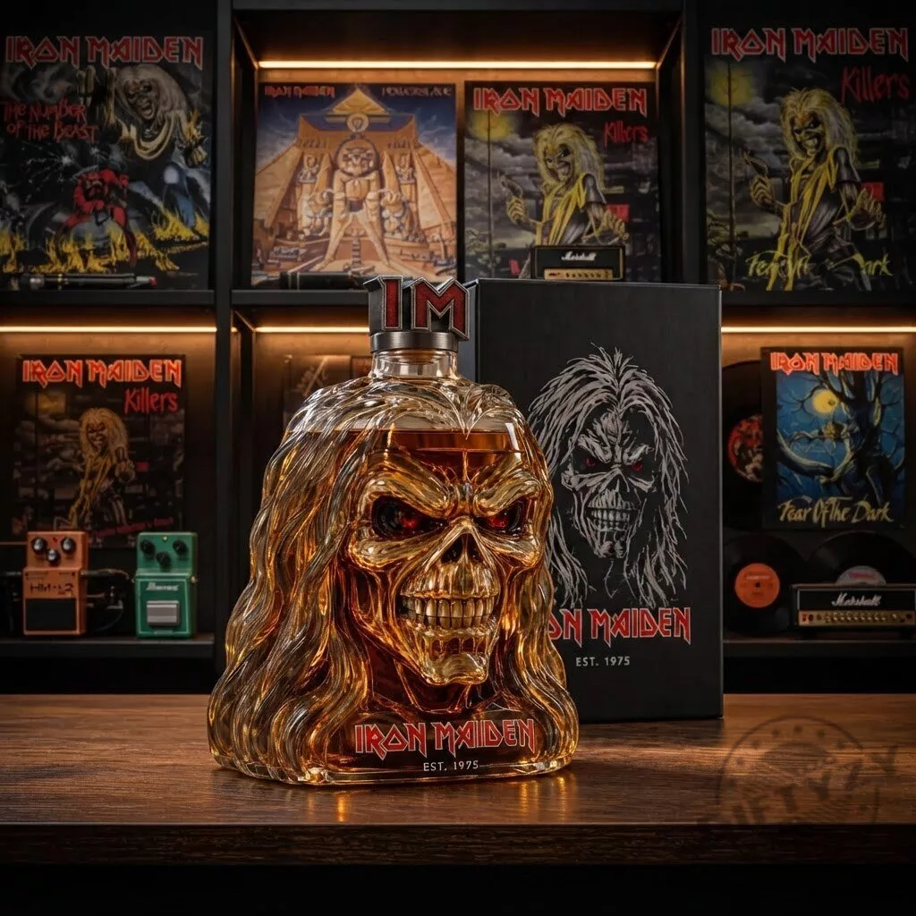 Iron Maiden Up the Irons Whiskey Bottle 3 Iron Maiden Up the Irons Whiskey Bottle product image showing design and details