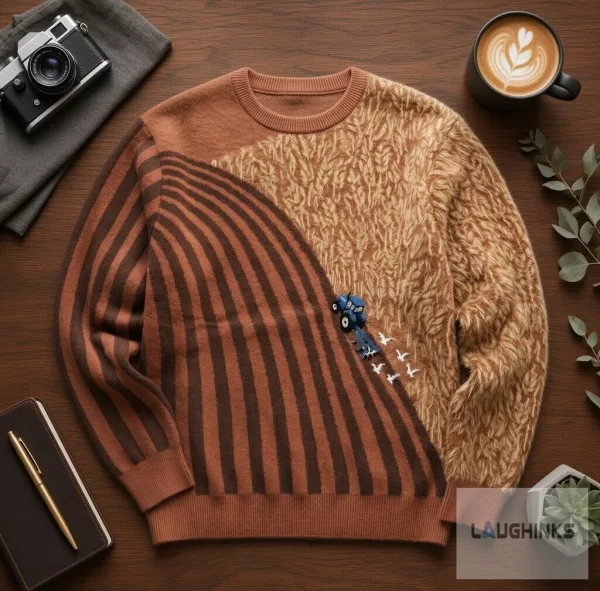Farm Tractor Field Ugly Christmas Sweater Countryside Festive Party Crewneck Knit Apparel