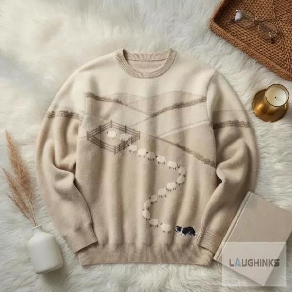 Sheep Farm Herding Dog Ugly Christmas Sweater