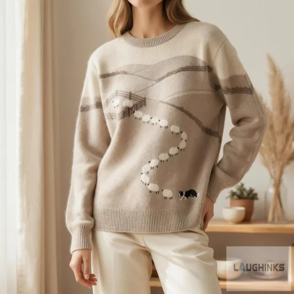 Sheep Farm Herding Dog Ugly Christmas Sweater