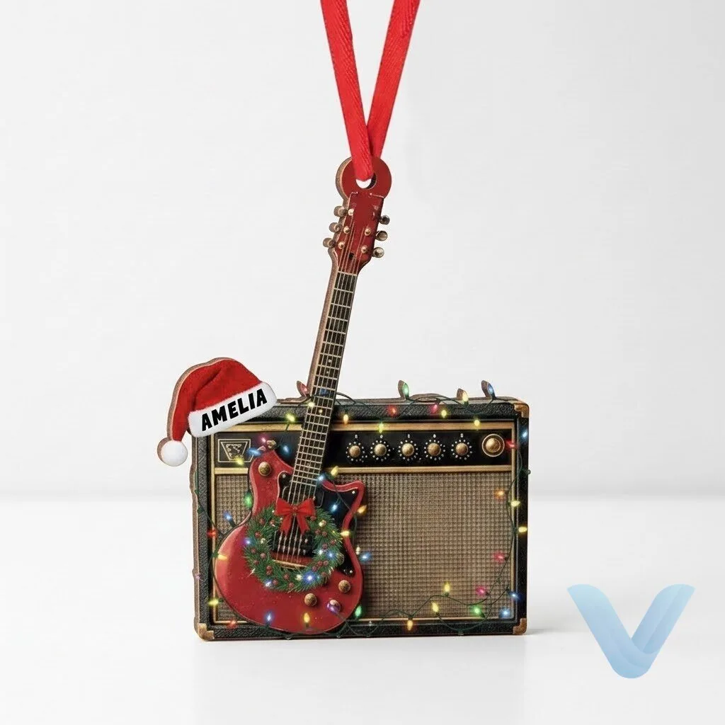 Personalized Electric Guitar Christmas Ornament, Musician Gift 8 Personalized Electric Guitar Christmas Ornament, Musician Gift