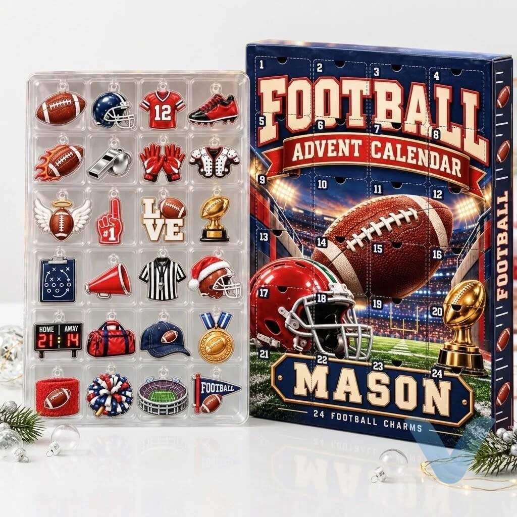 Custom Football Advent Calendar 2026, Personalized 24 Day Christmas Countdown, American Football Charms, Sports Fan Gift for Kids 5 Custom Football Advent Calendar 2026, Personalized 24 Day Christmas Countdown, American Football Charms, Sports Fan Gift for Kids
