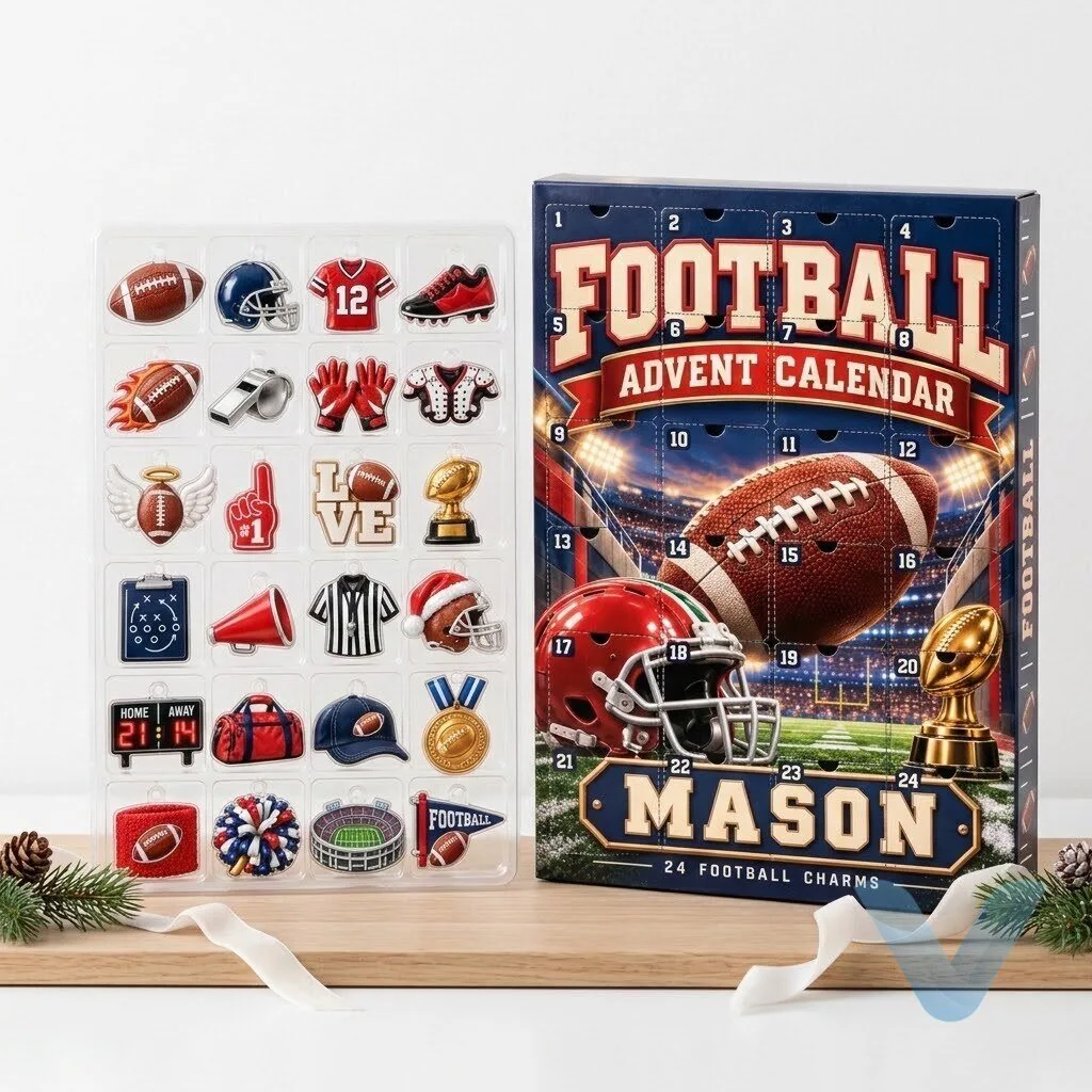 Custom Football Advent Calendar 2026, Personalized 24 Day Christmas Countdown, American Football Charms, Sports Fan Gift for Kids 6 Custom Football Advent Calendar 2026, Personalized 24 Day Christmas Countdown, American Football Charms, Sports Fan Gift for Kids