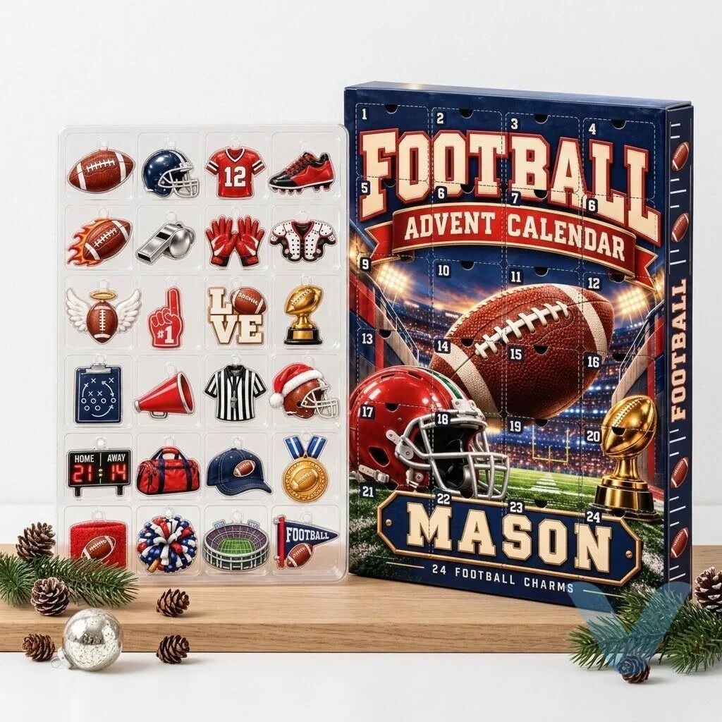 Custom Football Advent Calendar 2026, Personalized 24 Day Christmas Countdown, American Football Charms, Sports Fan Gift for Kids 7 Custom Football Advent Calendar 2026, Personalized 24 Day Christmas Countdown, American Football Charms, Sports Fan Gift for Kids