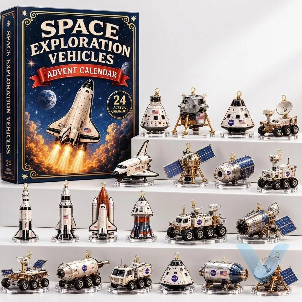 Space Exploration Vehicles Advent Calendar 2026, 24 Acrylic Space Ornaments,Rocket Shuttle NASA Inspired Christmas Countdown, Astronaut Gift 5 Space Exploration Vehicles Advent Calendar 2026, 24 Acrylic Space Ornaments,Rocket Shuttle NASA Inspired Christmas Countdown, Astronaut Gift