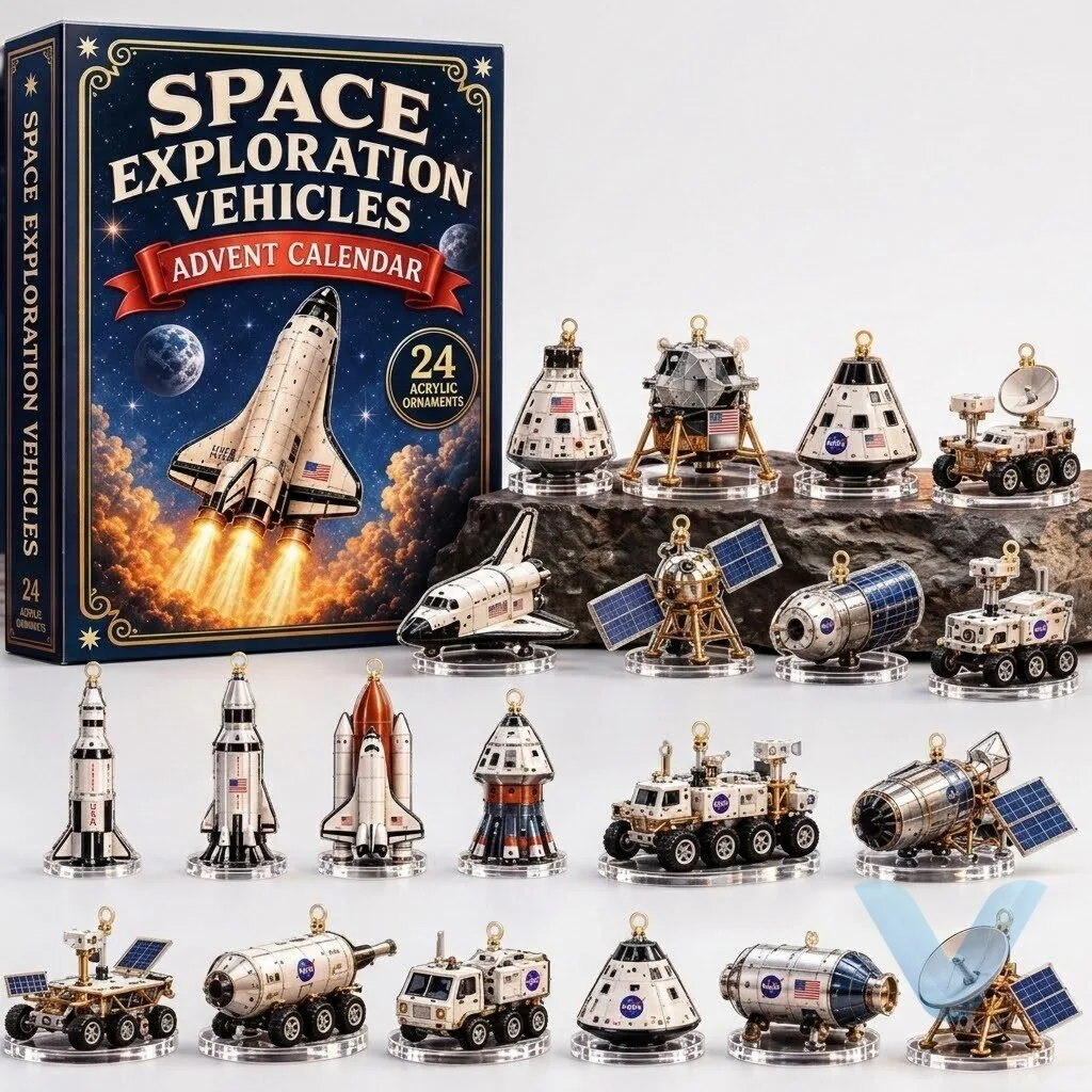 Space Exploration Vehicles Advent Calendar 2026, 24 Acrylic Space Ornaments,Rocket Shuttle NASA Inspired Christmas Countdown, Astronaut Gift 6 Space Exploration Vehicles Advent Calendar 2026, 24 Acrylic Space Ornaments,Rocket Shuttle NASA Inspired Christmas Countdown, Astronaut Gift