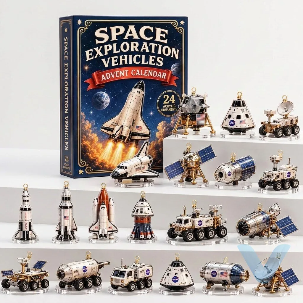 Space Exploration Vehicles Advent Calendar 2026, 24 Acrylic Space Ornaments,Rocket Shuttle NASA Inspired Christmas Countdown, Astronaut Gift 7 Space Exploration Vehicles Advent Calendar 2026, 24 Acrylic Space Ornaments,Rocket Shuttle NASA Inspired Christmas Countdown, Astronaut Gift