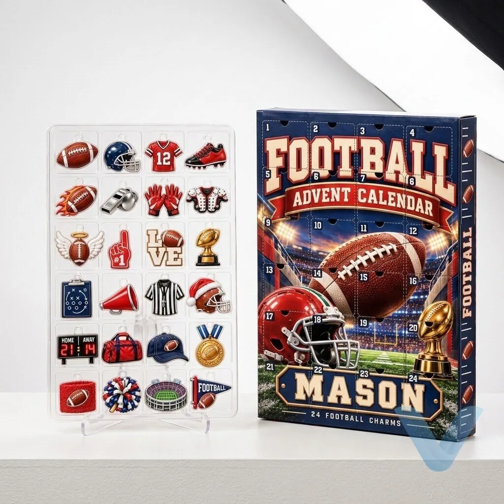 Custom Football Advent Calendar 2026, Personalized 24 Day Christmas Countdown, American Football Charms, Sports Fan Gift for Kids 5 Custom Football Advent Calendar 2026, Personalized 24 Day Christmas Countdown, American Football Charms, Sports Fan Gift for Kids