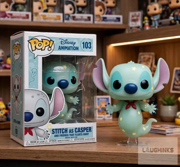 Disney Stitch As Casper Vinyl Figure Toy Model Collectible
