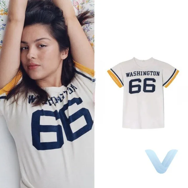 Olivia Rodrigo ShopReDone Vintage 66 Washington Striped Sleeve Cuff Jersey T Shirt 10 Olivia Rodrigo ShopReDone Vintage 66 Washington Striped Sleeve Cuff Jersey T Shirt