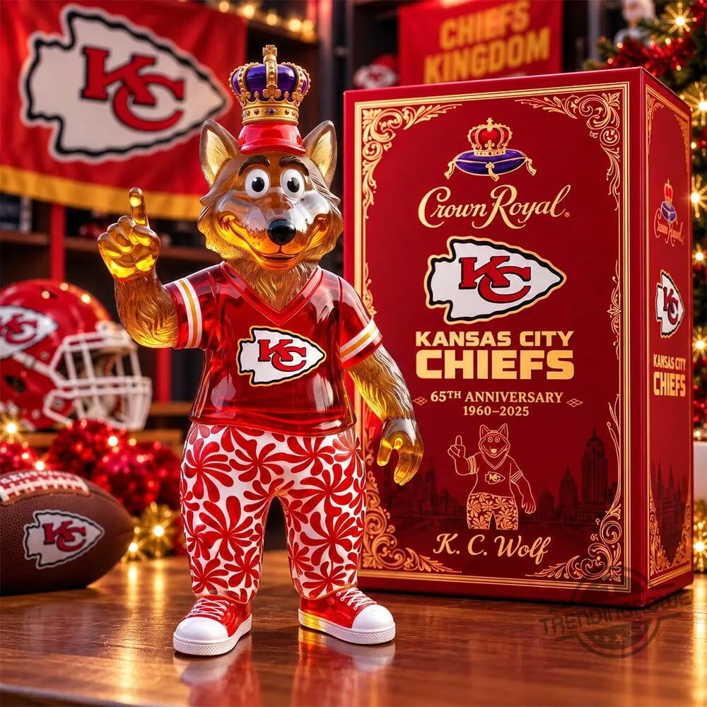 Crown Royal Kansas City Chiefs KC Wolf 65th Anniversary Decanter Whiskey Bottle