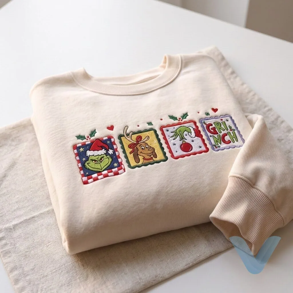Grinch Inspired Embroidered Sweatshirt, Retro Christmas Crewneck, Funny Holiday Sweater, Vintage Christmas Gift for Her 7 Grinch Inspired Embroidered Sweatshirt, Retro Christmas Crewneck, Funny Holiday Sweater, Vintage Christmas Gift for Her